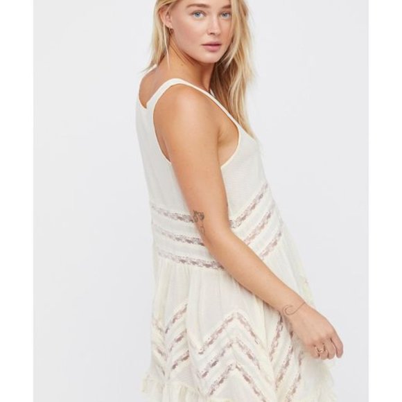 Free People  Women's White Voile And Lace Trapeze - Picture 3 of 4